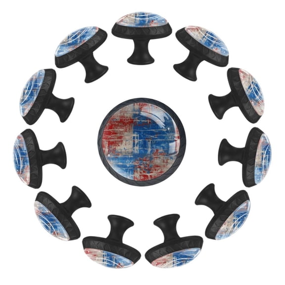 12 Pack Cupboard Knobs Crystal Clear Glass Cabinet Pulls, Round Knobs With Screws, Dresser Drawers Wardrobe Furniture Knobs Vintage Nautical Blue Red Woven Texture