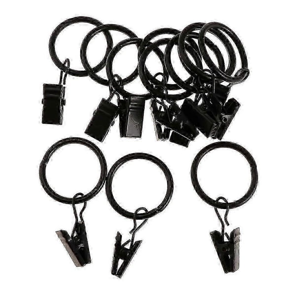 12 Pack Curtain Rings with Clips, 25mm & 32mm Drapery Rings for Hanging Drapes
