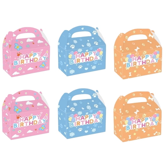 12 Pack Cute Puppy Theme Gable Treat Boxes, Paper Gift Goodie Boxes for Party Supplies.