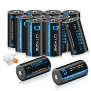 12 Pack D Cell Rechargeable Batteries 10000mAh 1.2V Ni-Mh D Size Batteries 1500 Cycle ( Comes with 3 Pack Battery Storage Cases)