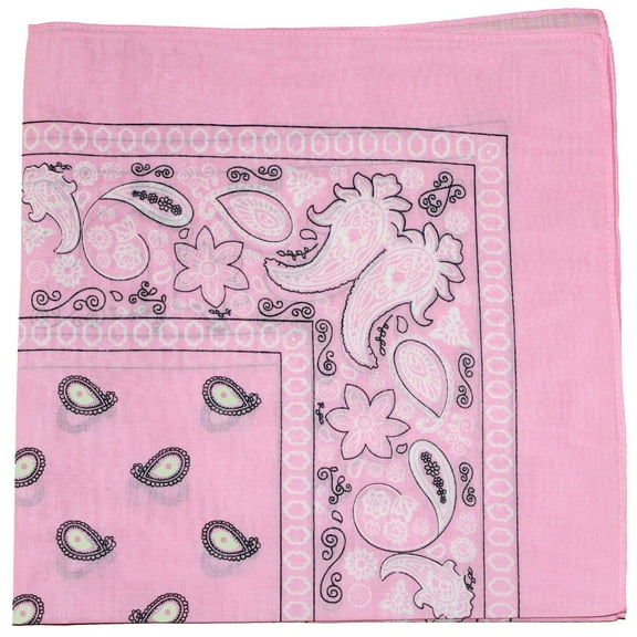 12 Pack Daily Basic Cotton 22 x 22 inches Paisley Printed Bandana (Pink)