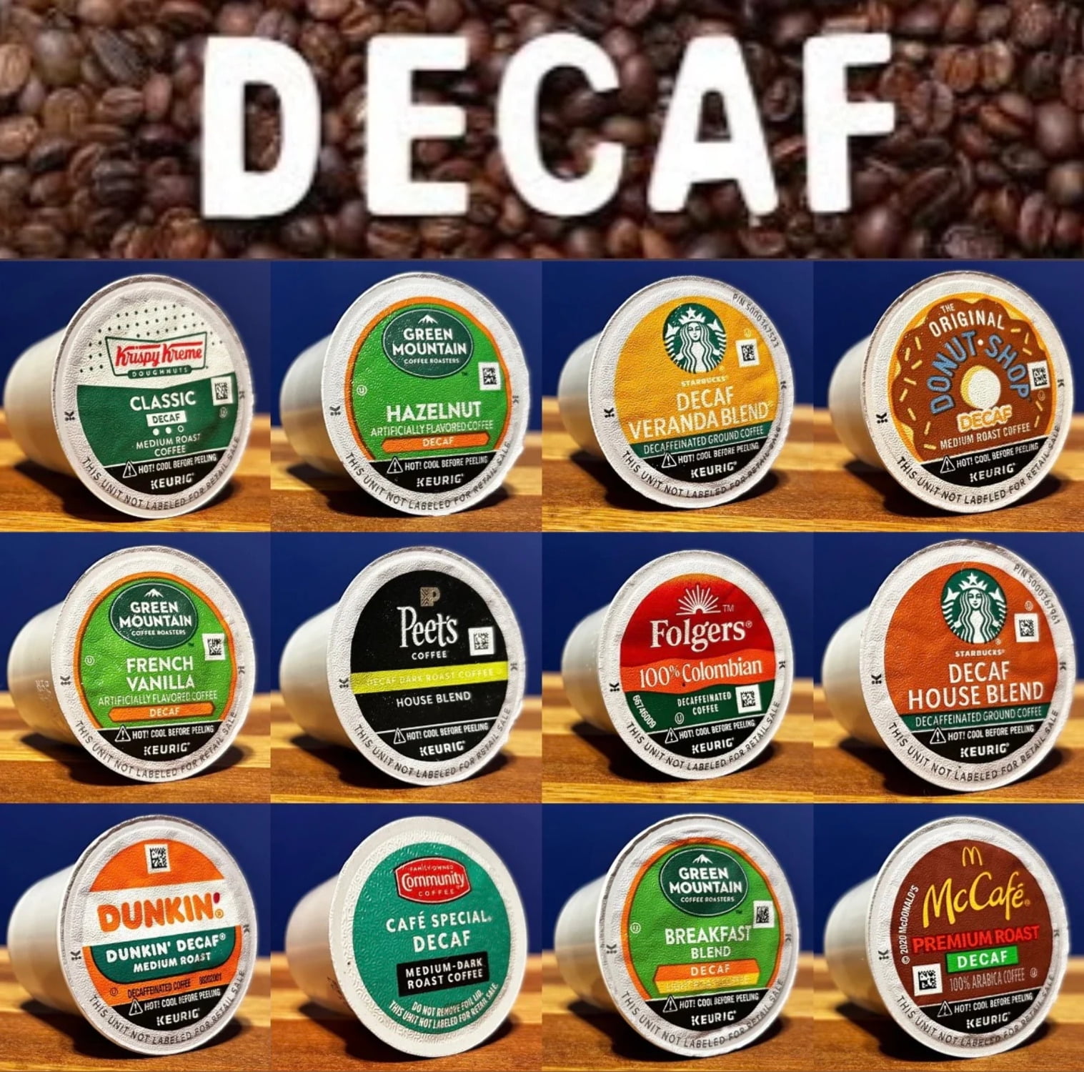 Decaf coffee samples
