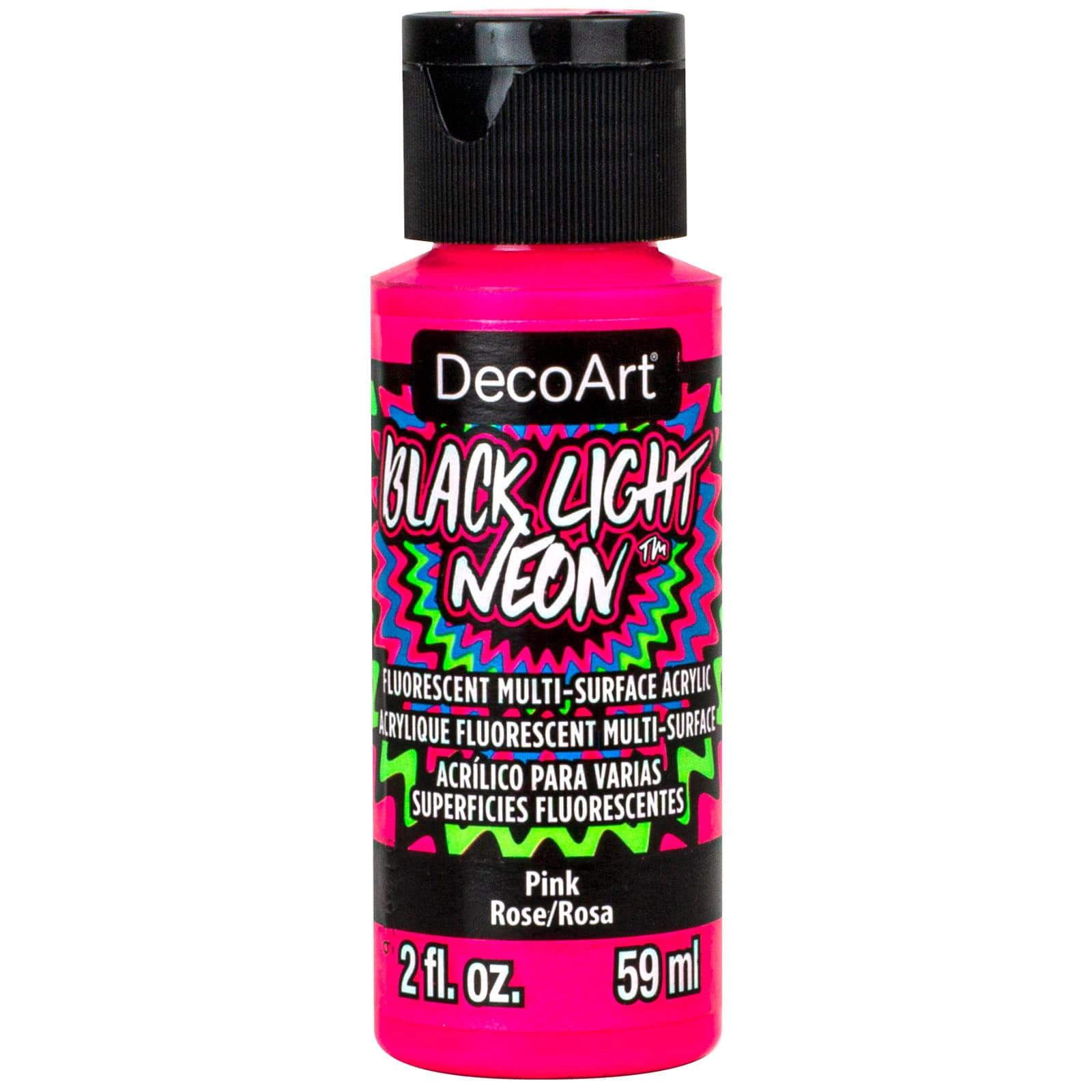 DecoArt Black Light Neon Fluorescent Multi-Surface Acrylic Paint, 2oz., 12 Pack