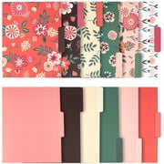 12 Pack Decorative File Folders, Pretty Letter Size, 1/3-Cut Tabs, 6 Cute Floral Designs 6 Solid Colors, Office School Supplies, 9.5 x 11.5 inches