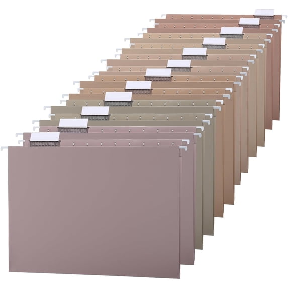 12 Pack Decorative Hanging File Folders, Letter Size with Tab, 6 Color Assorted for Filing Cabinet Office Supplies(Neutral Color)