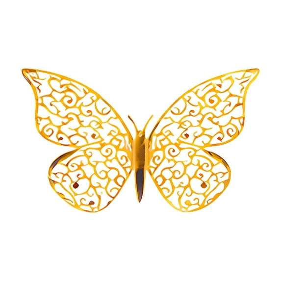 12-Pack Decorative Metal Hollow Simulation Butterfly Wall Sticker With Three-Dimensional Raised Texture, Simulation Design For Realistic Butterfly Effect, Home Decor For Living