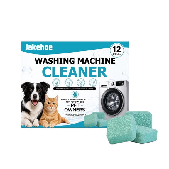 12 Pack Deep Cleaning Tablets for Top Load Front Load Washer, Washing Machine Cleaner Tablets, Residue Pet Hair Remover for Pet Owners, Removes Pet Hair, Odors for Pets Household