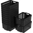 thumbnail image 1 of 12 Pack Deep Plastic Storage Baskets, 14.37" x 10.70" x 7.12" Large Stackable Organizer Bins with Handles, Black, 1 of 7