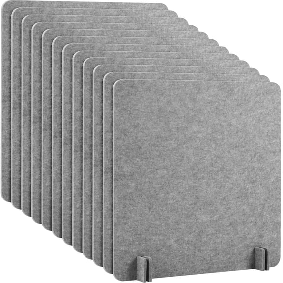 12 Pack Desk Privacy Panel 24 x 24'' Acoustic Desk Divider Stand up Freestanding Privacy Panel Noise Visual Distraction Reducing Table Divider Office Student Cubicle Reception Area(Light Gray)