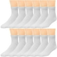 thumbnail image 1 of 12-Pack Diabetic Socks Physicians Approved Socks for Men Women Legs Blood Circulatory Problems, Diabetes, Edema, Neuropathy, Quarter Size 10-13 White, 1 of 6