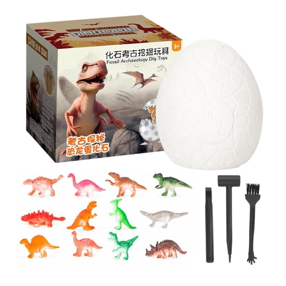 12 Pack Dinosaur Egg Excavation Kit Fossil Archaeology Dig Toys with Excavation Tools Random Dinosaur Skeleton Model SetStyle-a