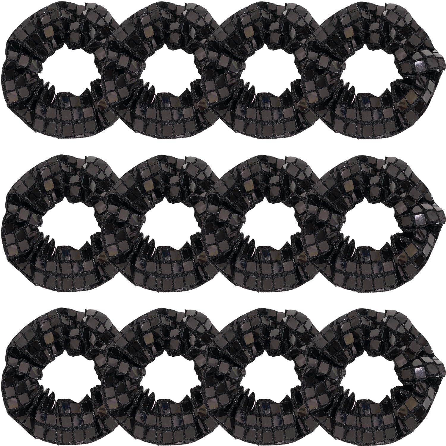 -12 Pack Disco Sequin Scrunchies Sparkly Cheer Scrunchies Cheer Pack Gifts Cheer Hair Accessories for Women Cheer Teams Birthday Party (Black)