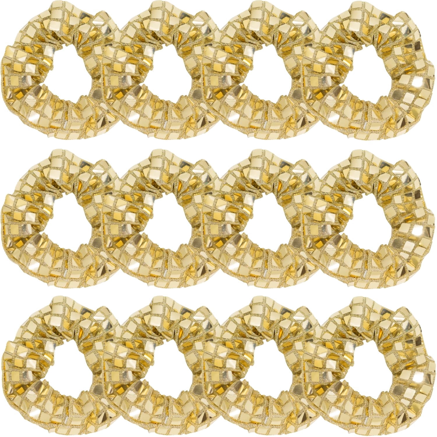 -12 Pack Disco Sequin Scrunchies Sparkly Cheer Scrunchies Cheer Pack Gifts Cheer Hair Accessories for Women Cheer Teams Birthday Party (Gold)