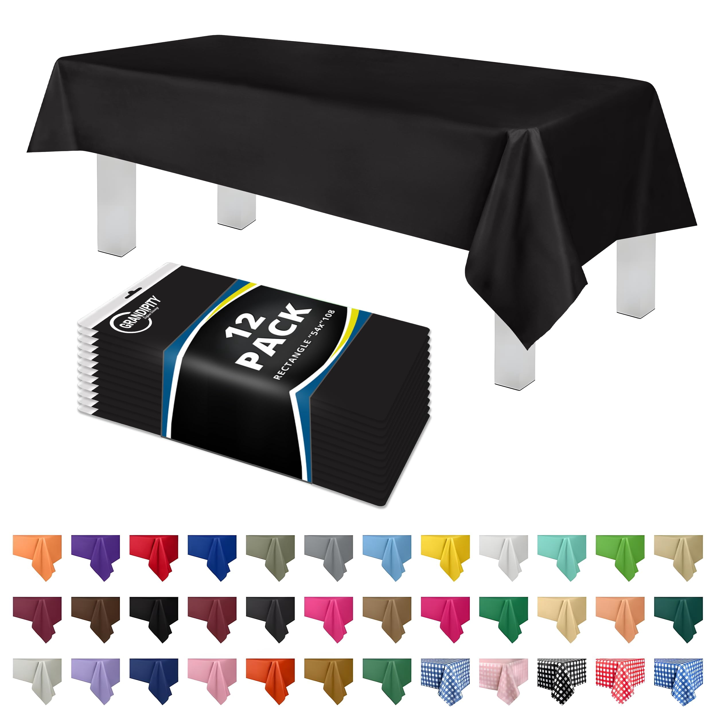 12 Pack Disposable Plastic Tablecloth 54 Inch. X 108 Decorative ...