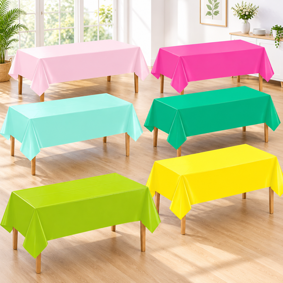12 Pack Disposable Rectangle Tablecloths, Rose Red Yellow Pink Green, Tropical Luau Party Supplies