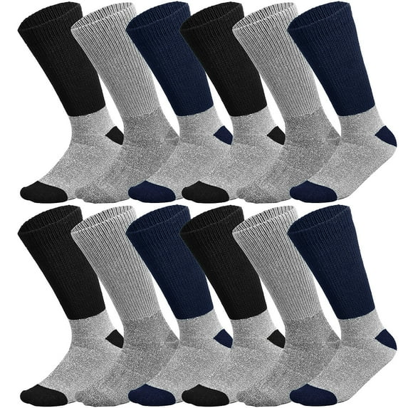 12-Pack Doctor Recommend Thermal Diabetic Socks Keep Foot Warm Non-Binding Crew Socks For Men Women Size 10-13