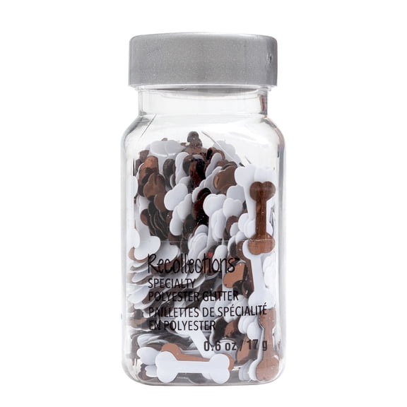 Recollections Dog Bone Specialty Polyester Glitter, 12 Pack