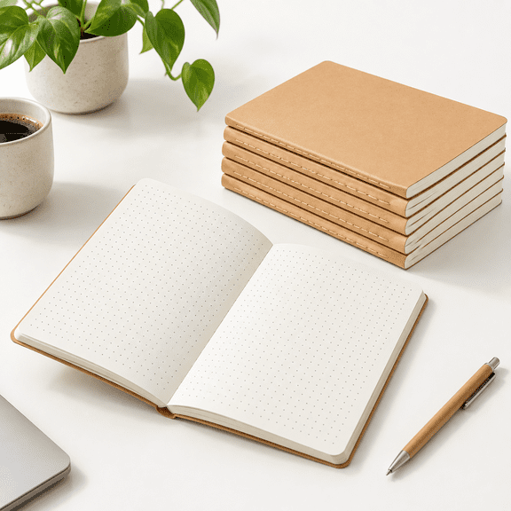 12 Pack Dot Grid A5 Notebook Journals Bulk, 8.3x5.5 Inch 60 Page Cream Dotted Paper