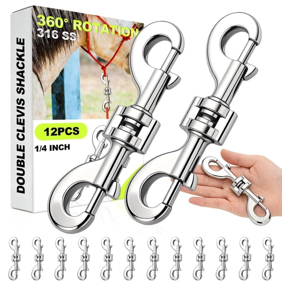 12 Pack Double Ended Bolt Snap Hooks 4.7 Inch Zinc Alloy Trigger Clips 360 Swivel Double Sided Clips, WLL 440lbs for Dog Leash, Key Chain, Horse Tack, Water Buckets, Farm & Home Use