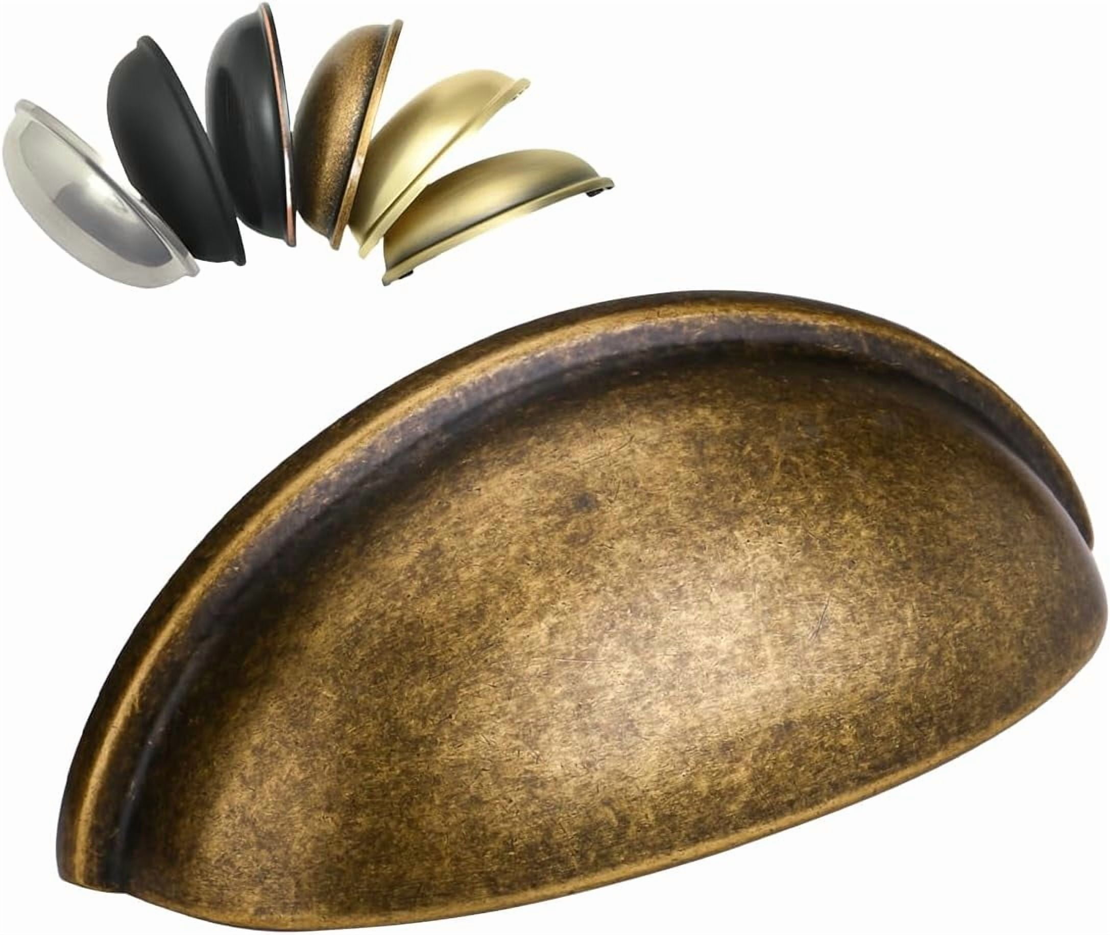 12 Pack Drawer Bin Cup Pulls Dresser Pulls for Cabinets Brass Bronze - 3 Inch Hole Centers Furniture Handles,Kitchen Cabinet Hardware