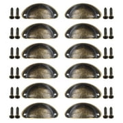 12 Pack Drawer Pulls Flat Black Cabinet Cup Pulls Kitchen Hardware Cabinet Handles Drawer Handles Knobs with Screw for Wardrobe Bedroom Bathroom Door