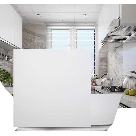 12-Pack Drop Ceiling Tile 2ft x 2ft, Smooth White PVC Ceiling Panel 24 x 24in, 4mm thicknesses Waterproof Reusable and Fire-Rated, 48 Sq. Ft (12, White)