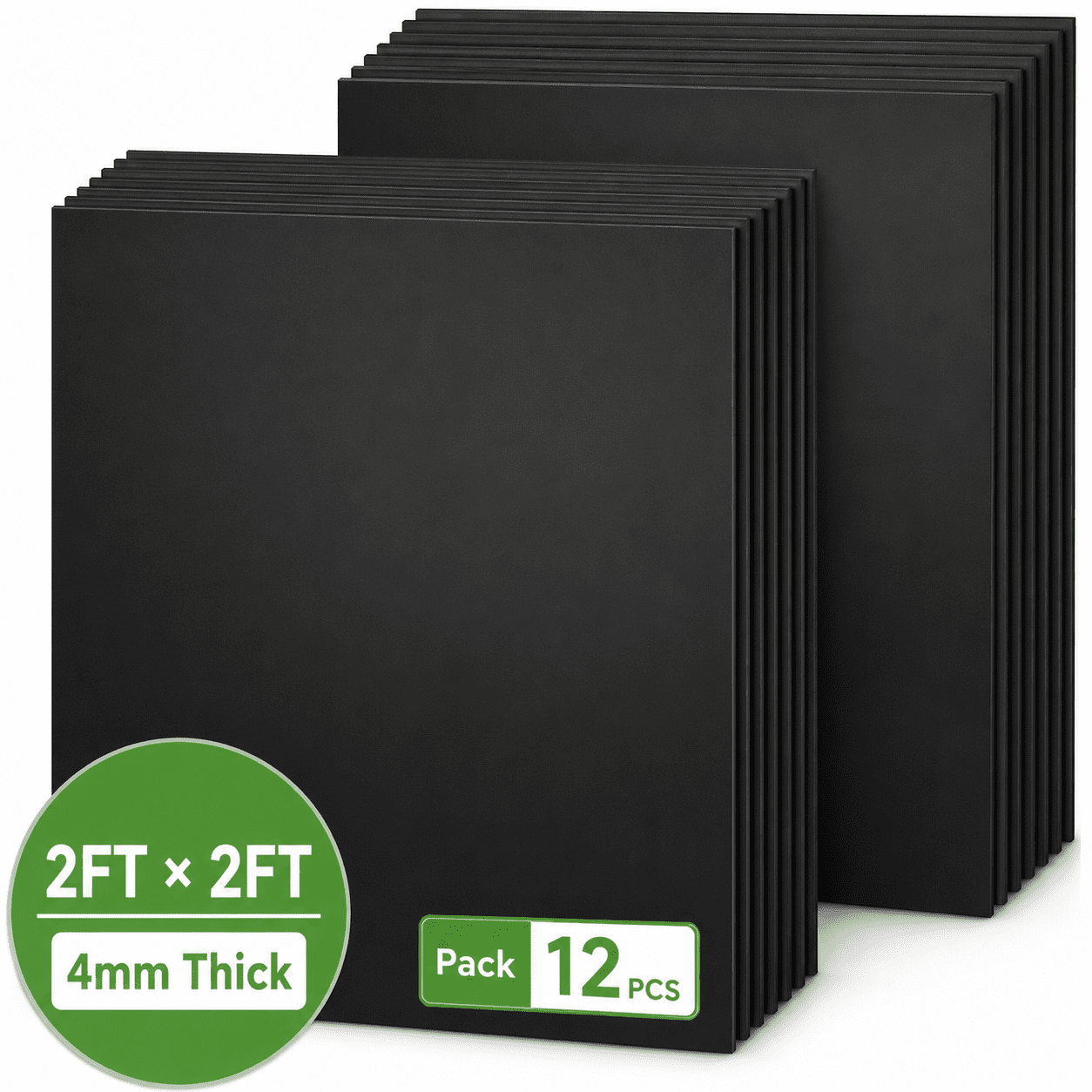 12-Pack Drop Ceiling Tiles 2ft x 2ft in Black, PVC Ceiling Tiles 24 x 24in