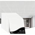 thumbnail image 1 of 12-Pack White Drop Ceiling Tiles 2x2 Ft, PVC 24x24 Inch, Waterproof Fire-Rated, Reusable Smooth Ceiling Panels, Covers 48 Sq Ft, 1 of 7
