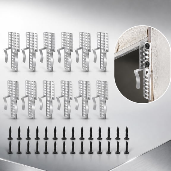 12 Pack Drywall Repair Clips with 24 Screws, Stainless Steel Drywall Hole Patch Clips for 1/2 Inch Drywall Wall Ceiling Damage Repair, Silver