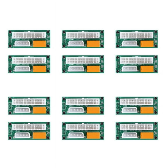 12 Pack Dual PSU Multiple Power Supply Adapter,Add2Psu ATX 24 Pin to Molex 4Pin Connector for BTC Miner,12 x Add2PSU Multiple Power Supply Adapter,Green