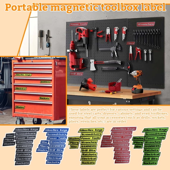 Magnetic Toolbox Drawer Labels | 3D Tool Organizer Magnets Magnetic Toolbox Drawer Labels | 3D Tool Organizer Magnets
