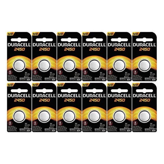 12-Pack Duracell 2450 Batteries 3.0 Volt Lithium Coin Button