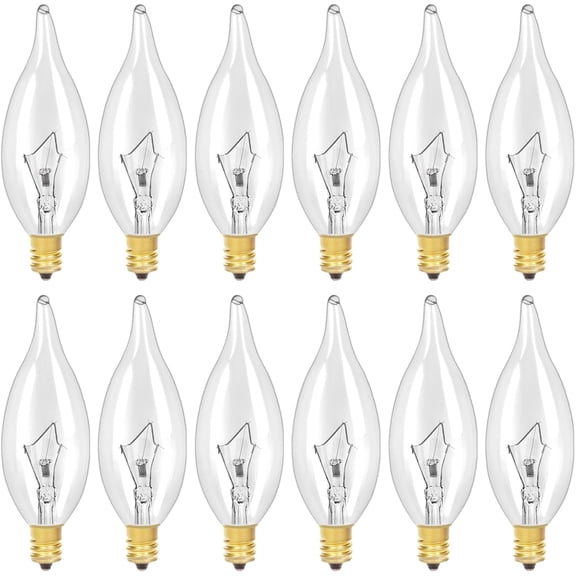 12-Pack E12 B10 Clear Candelabra Base Bulb, 40W 120V Incandescent Candle Light Bulbs Dimmable Chandelier Light Bulbs for Pendants or Outdoor, Ceiling Fan, Wall Sconces, Fireplace (40, Watts)
