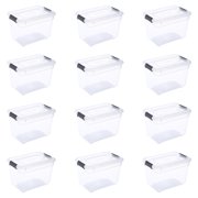 Ezy Storage Solutions Line 1.9 Qt Clear Plastic Storage Box with Latching Lids Stackable 12 Pack