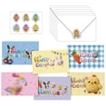 thumbnail image 1 of 12 Pack Easter Cards with Envelopes & Stickers, Happy Easter Greeting Cards Cartoon Bunny Card for Classroom Exchange, Spring Colorful Eggs Bunny Blank Card Holiday Supplies (Mix Color B), 1 of 4