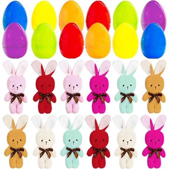 12 Pack Easter Eggs Filled with Mini Plush Set,Easter Basket Stuffers for , Goodie Bag Fillers,Basket Stuffer for Easter Egg Hunt Filler and Party Favors