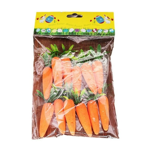 12 Pack Easter Foam Glitter Carrots - Table Decor & Basket Stuffers, Orange Artificial Carrots for Kids’ Easter Gifts