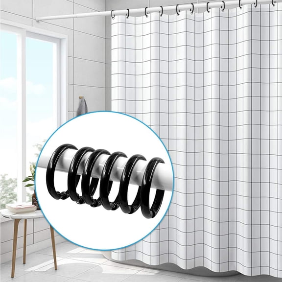 12-Pack Easy Snap Shower Curtain Hooks - Durable Plastic O-Ring Design for Smooth Gliding, Rust-Free and Versatile Use