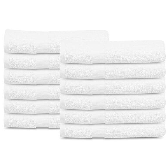 12 Pack Economy Grade 20x40 Inch White Cotton Blend Terry Bath Towels