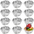 thumbnail image 1 of 12 Pack Egg Tart Molds, Aluminum Alloy Pudding Jelly Molds, Reusable Cake Tartlets, Cupcake and Muffin Cups for Baking, Flower Shape, Non-sticky, 1 of 6