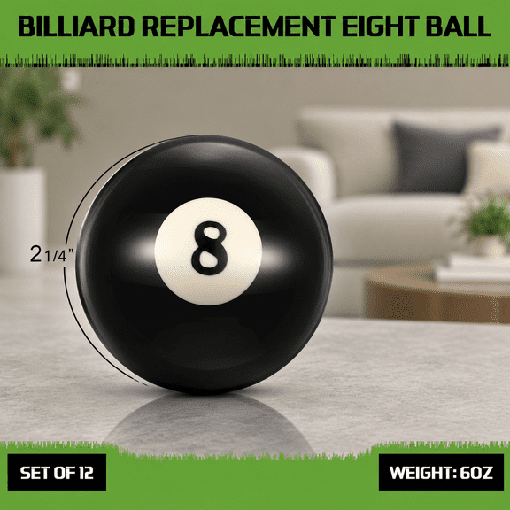 12 Pack Eight Ball Replacement 2-1/4" Standard Billiard Pool Set