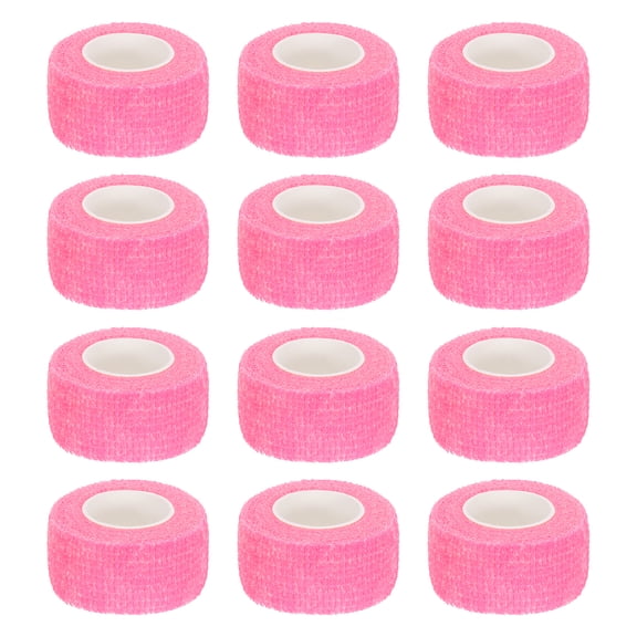 12 Pack Elastic Cohesive Bandage Wrap 1 Inch x 5 Yards Breathable Self Adhesive Athletic Tape Roll Fluorescent Pink