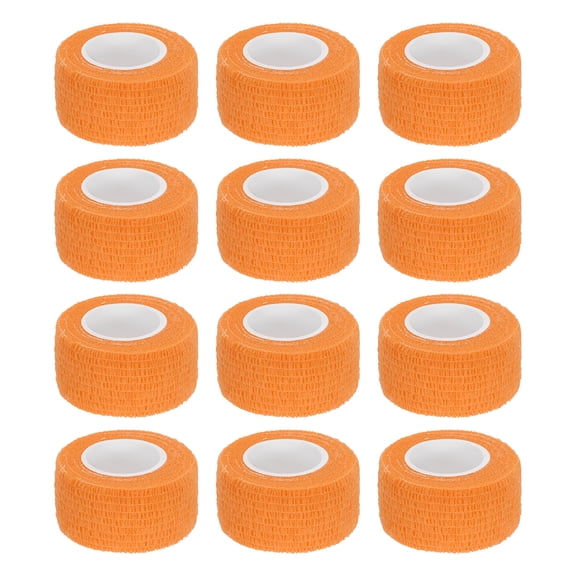 12 Pack Elastic Cohesive Bandage Wrap 1 Inch x 5 Yards Breathable Self Adhesive Athletic Tape Roll Orange