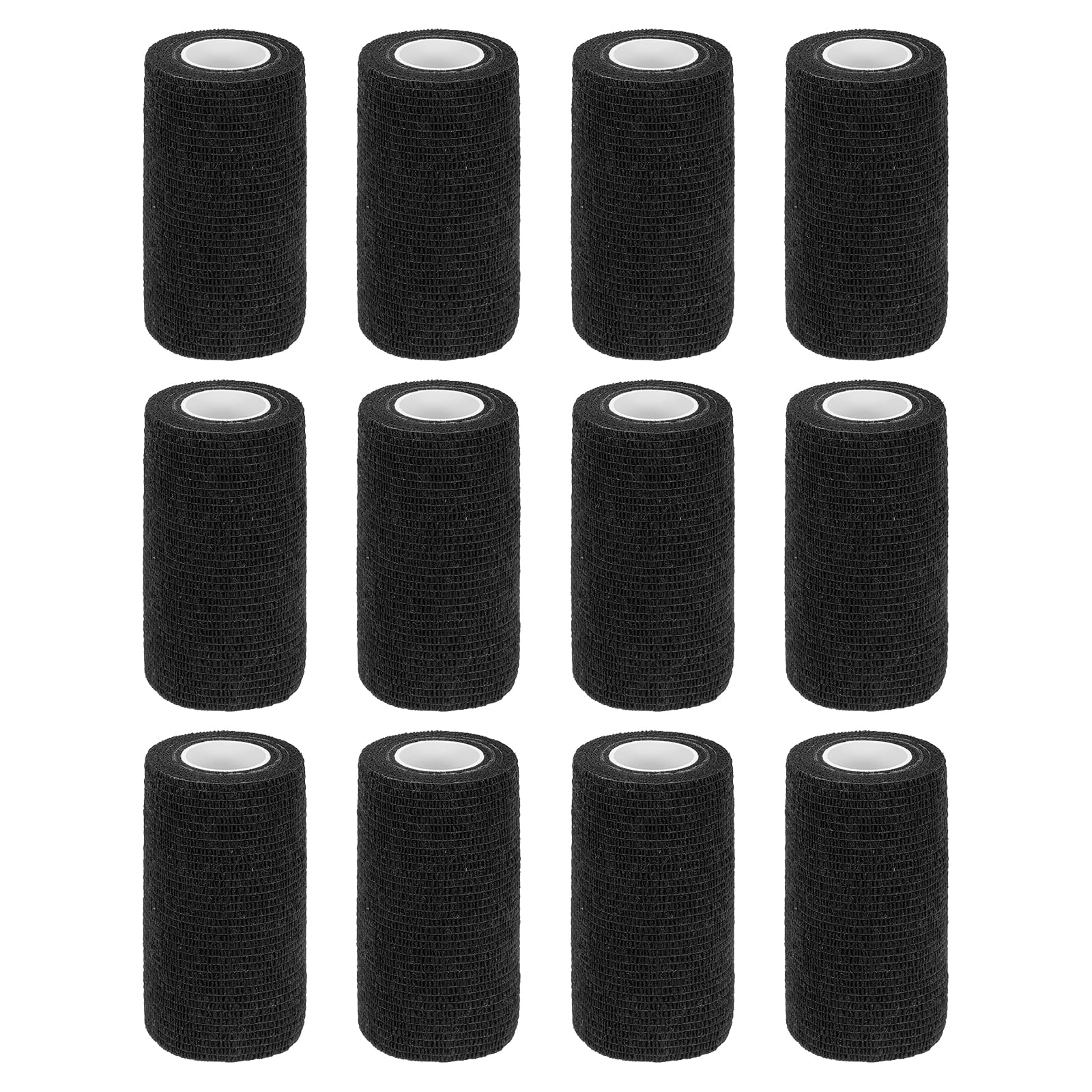 12 Pack Elastic Cohesive Bandage Wrap 4 Inch x 5 Yards Breathable Self Adhesive Athletic Tape Roll Black