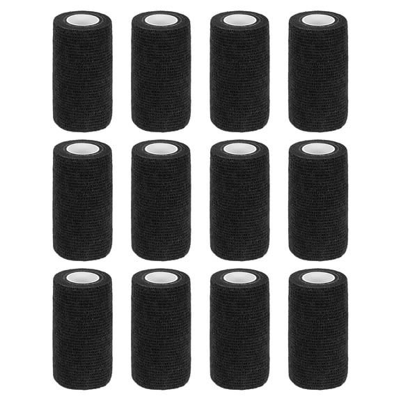 12 Pack Elastic Cohesive Bandage Wrap 4 Inch x 5 Yards Breathable Self Adhesive Athletic Tape Roll Black