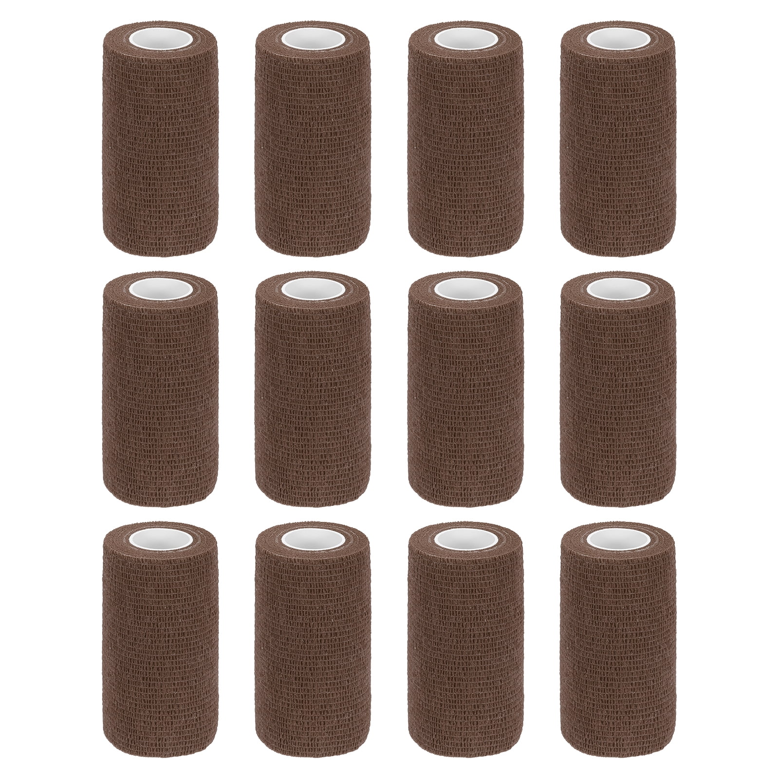 12 Pack Elastic Cohesive Bandage Wrap 4 Inch x 5 Yards Breathable Self Adhesive Athletic Tape Roll Brown