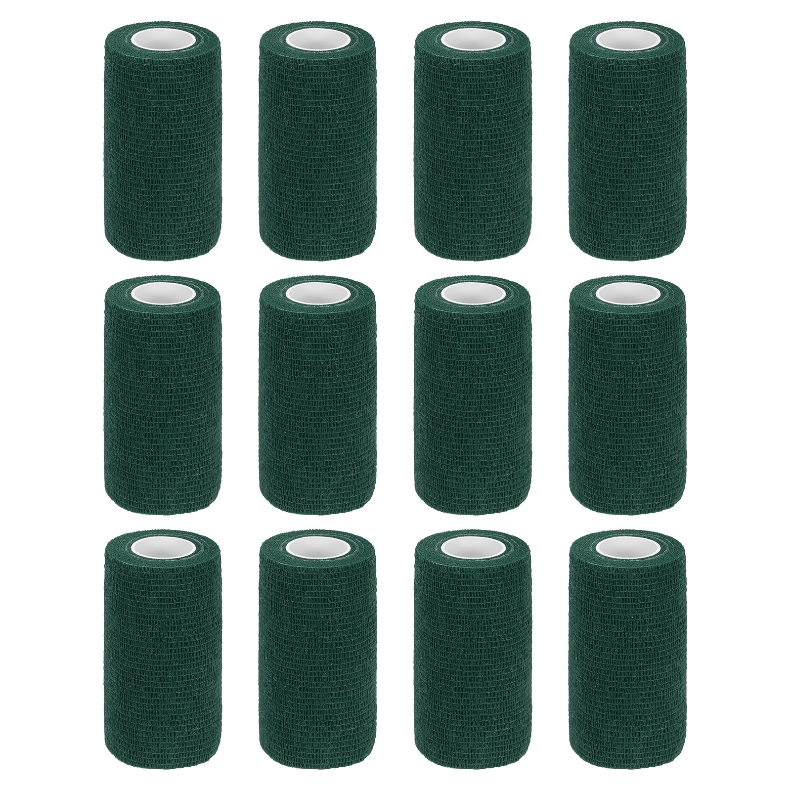 12 Pack Elastic Cohesive Bandage Wrap 4 Inch x 5 Yards Breathable Self Adhesive Athletic Tape Roll Deep Green