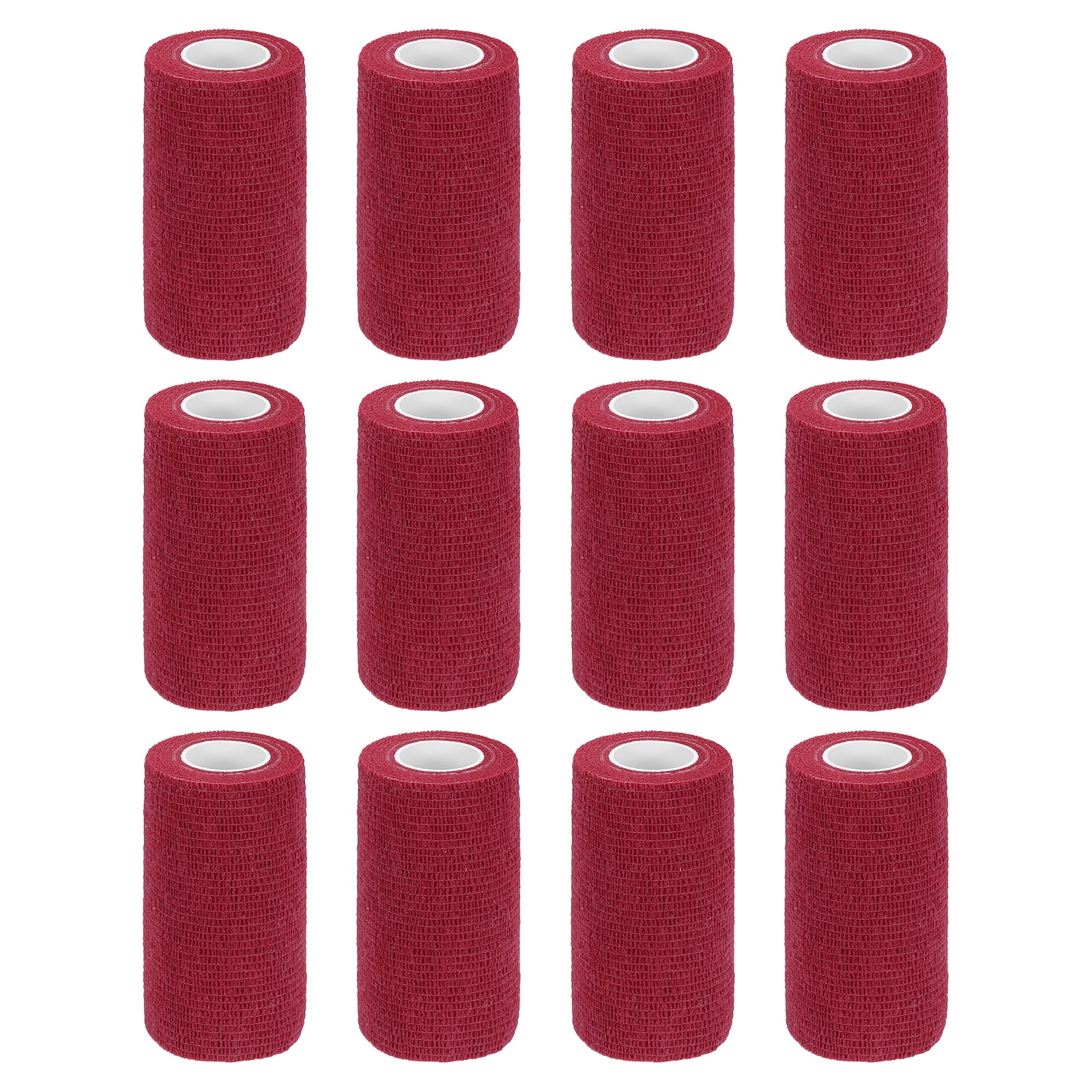 12 Pack Elastic Cohesive Bandage Wrap 4 Inch x 5 Yards Breathable Self Adhesive Athletic Tape Roll Deep Red