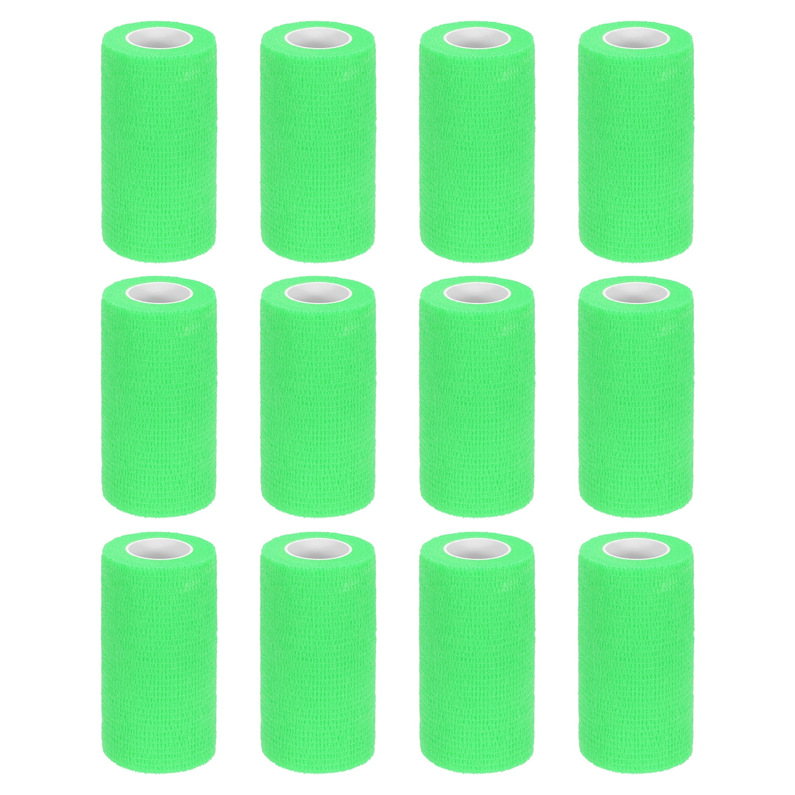 12 Pack Elastic Cohesive Bandage Wrap 4 Inch x 5 Yards Breathable Self Adhesive Athletic Tape Roll Fluorescent Green