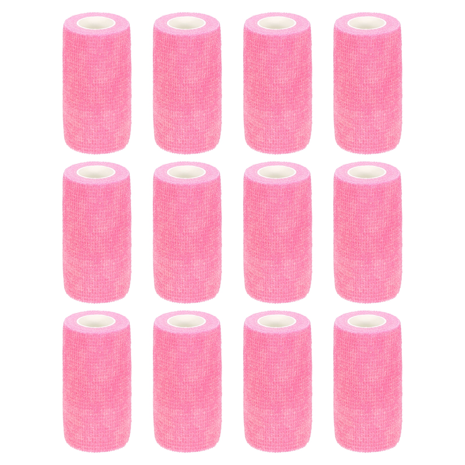 12 Pack Elastic Cohesive Bandage Wrap 4 Inch x 5 Yards Breathable Self Adhesive Athletic Tape Roll Fluorescent Pink